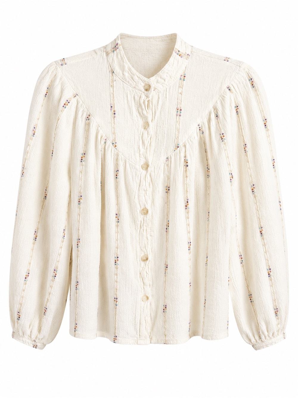 Ivory Button-Down Peasant Blouse